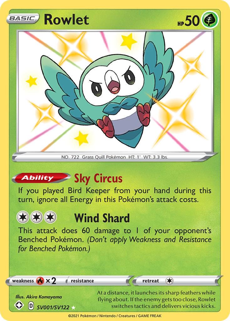 Shining Fates Rowlet Pokémon card